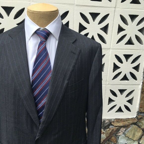Stuarts Choice Sports Coat Paul Stuart Wool Gray Blue Lavender Striped Size 42 R - Picture 4 of 11